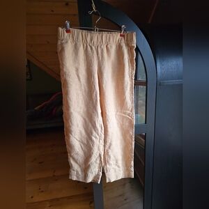 Women's Peach Elastic Waist Linen Blend Pants